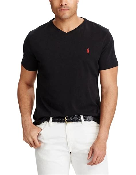 Polo Ralph Lauren Cotton Jersey V Neck T Shirt In Black Myer