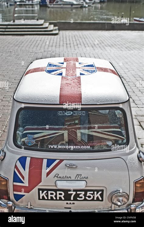 A 'classic' Mini Cooper with union jack decals, UK Stock Photo - Alamy