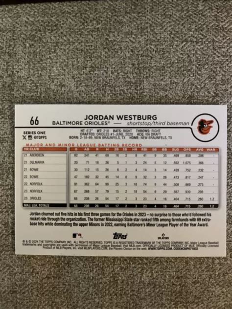 Jordan Westburg Rookie Card Rc Topps Series Baseball