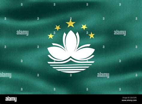 Macao Flag Realistic Waving Fabric Flag Stock Photo Alamy