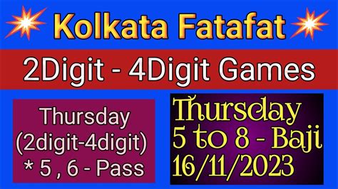 Kolkata Ff Digit Digit To Baji Game Thursday