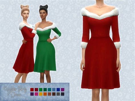 Sifix S Winter Party Dress Winter Party Dress Sims 4 Clothing Dress