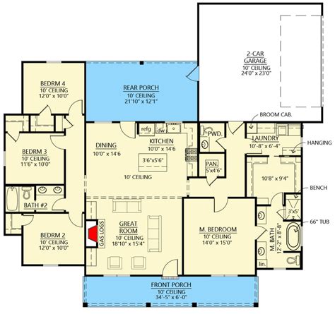 Single Story Modern Farmhouse With 4 Bedrooms House Plan