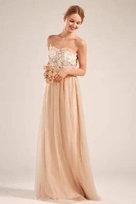 Cute Ruffled Sweetheart Neck A Line Nude Bridesmaid Gown Vq