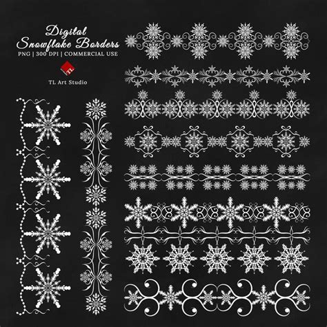 Digital Snowflake Borders Christmas Borders Clipart - Etsy | Clip art ...