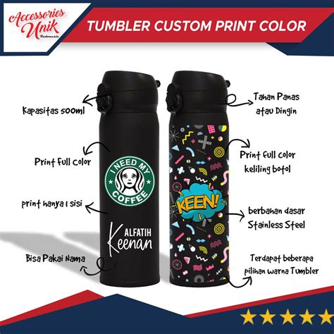 Jual TUMBLER TERMOS CUSTOM PRINT FULL COLOR LOGO NAMA SOUVENIR BOTOL