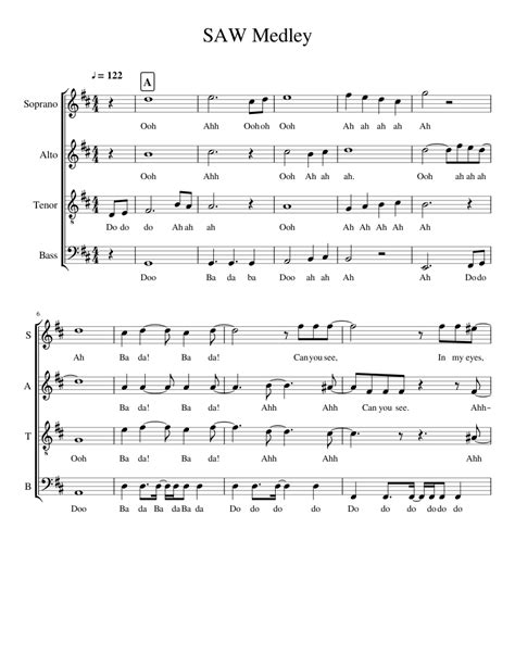 Saw Medley Sheet Music For Piano Mixed Quartet Download And Print