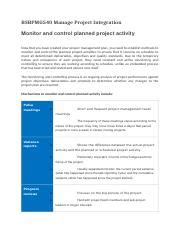 Monitor And Control Planned Project Activity Docx Bsbpmg