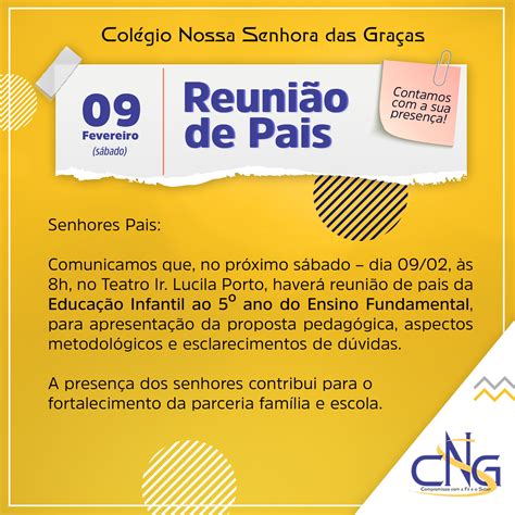 Aviso Reuni O De Pais Ed Infantil Ao Ano Ef Col Gio Nossa