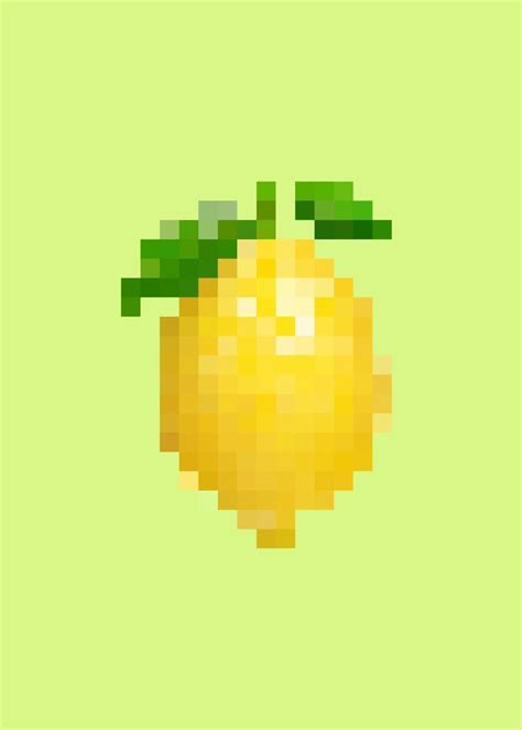 Pixel Lemon Poster Picture Metal Print Paint By Stefano Lunghi