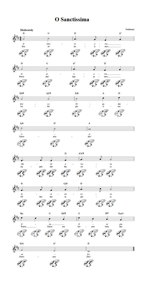 O Sanctissima Chords Sheet Music And Tab For 12 Hole Ocarina With Lyrics