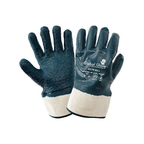 Global Glove Blue Full Nitrile Coat Cut Resistant A3 Gloves 12