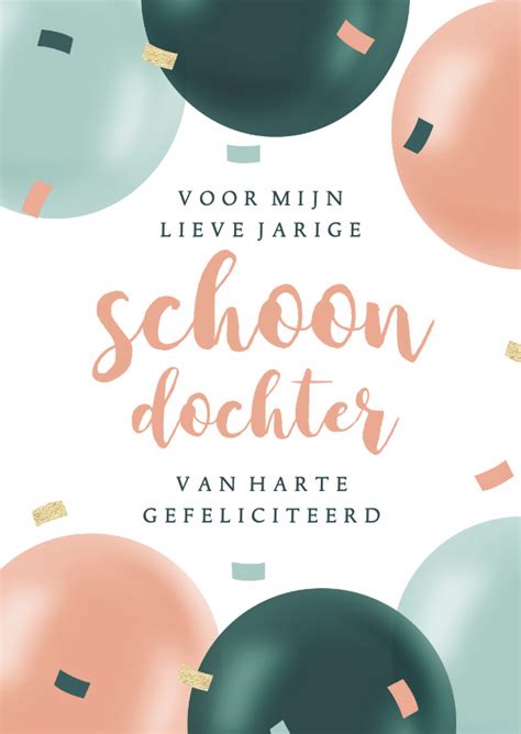 Verjaardagskaart Jarige Schoondochter Ballonnen Kaartje Go