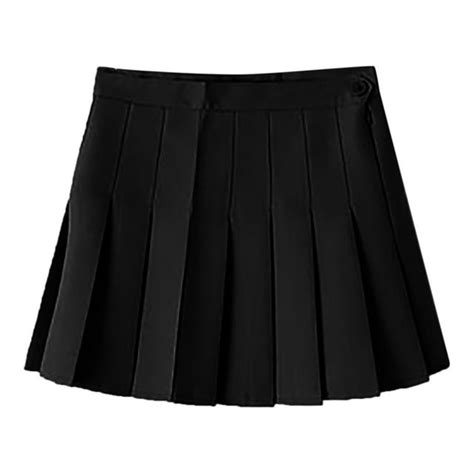 Xiuh Skirt For Women Plaid Print Pleated High Waist A Line Ruffle Mini Skirts Black L