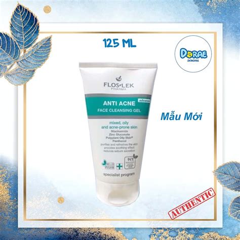 Sữa rửa mặt dạng gel cho da nhờn mụn Floslek Anti Acne Bacterial Face