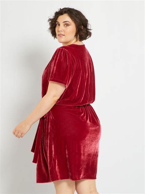 Vestido Trespassado Em Veludo Vermelho Vinho Kiabi 25 00