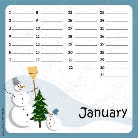 Birthday calendar January - Buy this stock vector and explore similar ...