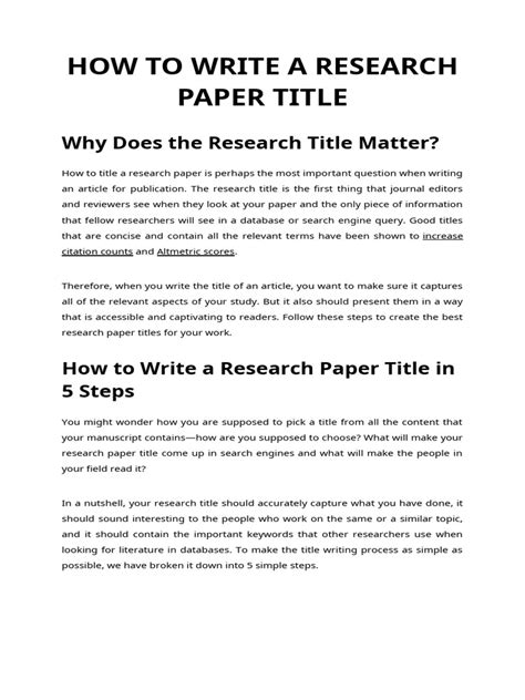 How To Write A Research Paper Title | PDF | Academic Publishing | Cognition