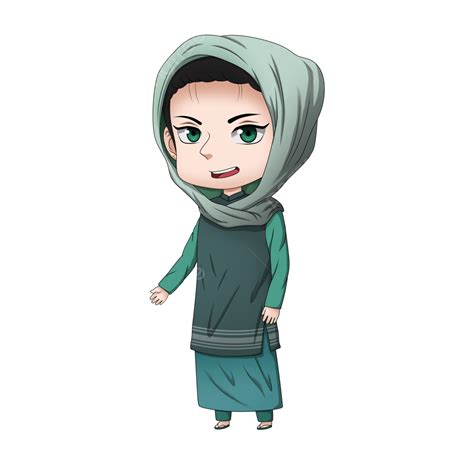 Illustration Of Cartoon Anime Character Hijab Happy Ramadan And Eid