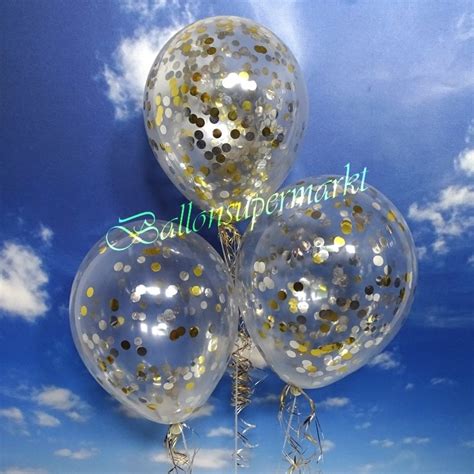 Jumbo Konfetti Ballons Transparent gefüllt mit Konfetti in Gold und Silber