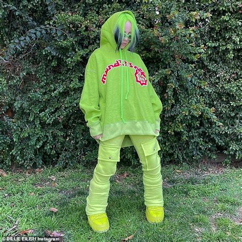 Billie Eilish Goes Green As She Poses On Instagram In Neon Hoodie And