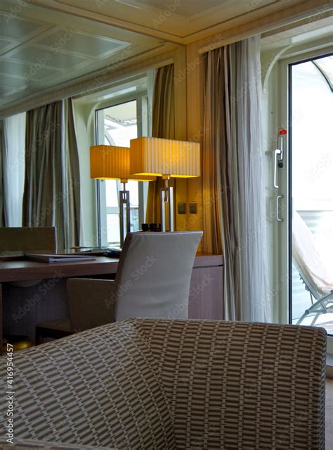 Living room of balcony suite cabin stateroom in clean modern cozy ...