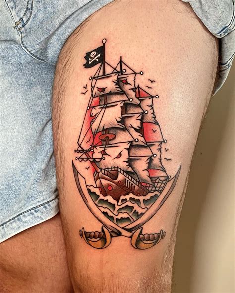 Pirate Ship Tattoo Drawing