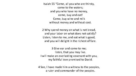 Isaiah 55 Come All You Who Are Thirsty