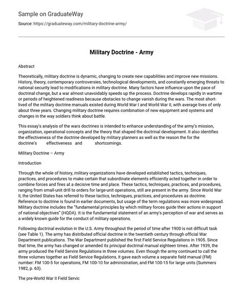 ⇉military Doctrine Army Essay Example Graduateway