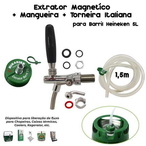 Torneira Italiana Extrator Barril Heineken Mangueira 1 5M Submarino