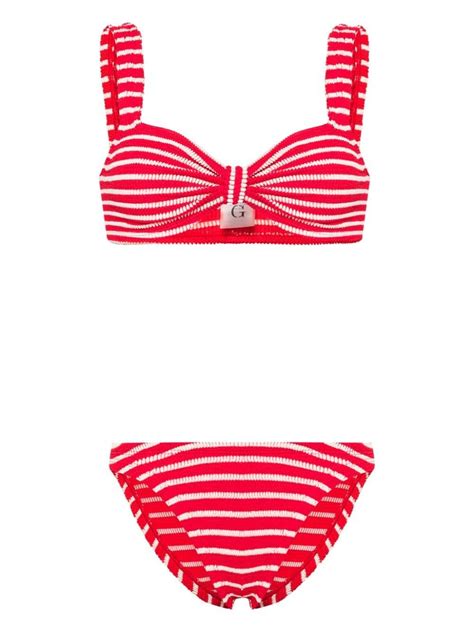 Hunza G Bonnie Stripe Bikini In Red Lyst UK