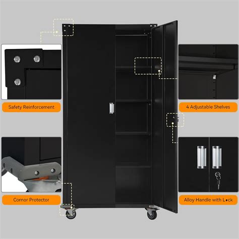 Buy Intergreat Metal Storage Cabinet With Wheels Black Rolling Steel