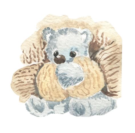 Illustration L Aquarelle D Un Ours En Peluche Entre Les Mains D Une