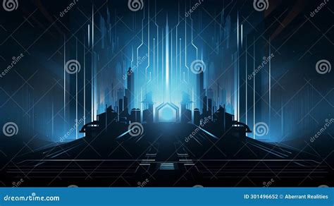 An Illustration of a Futuristic City in the Dark Stock Illustration ...