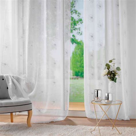 Voilage brodé œillets 140 x 240 cm Sublimini Blanc Rideau Voilage