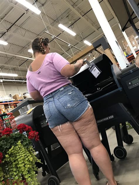 Pigtails Blonde Milf With Huge Curves In Home Depot Pt Short Shorts