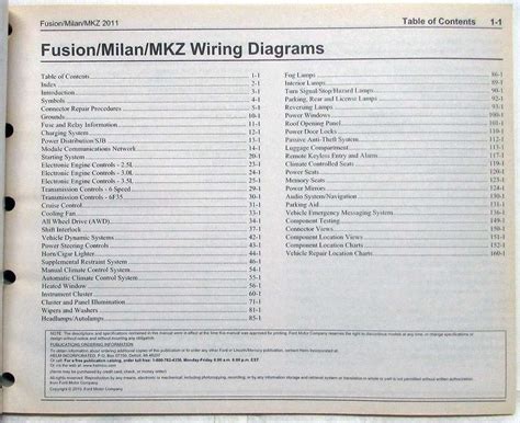 2011 Ford Fusion Lincoln Mkz Mercury Milan Electrical Wiring Diagrams Manual