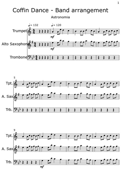 Coffin Dance - Band arrangement - Sheet music for Trumpet, Alto Saxophone, Trombone