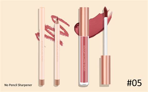 Boobeen Liquid Matte Lipstick And Lip Line Pencil Set Nude Red Lip