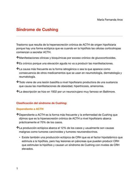 Síndrome de cushing | María Fernanda Arce | uDocz