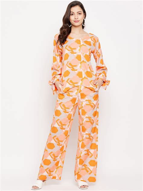 Buy Fashfun Women Orange And Pink Printed Co Ords Co Ords For Women