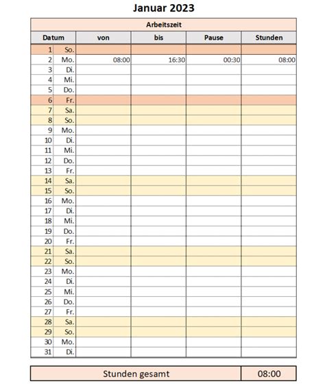 Excel Arbeitszeitnachweis Simple Office Lernen Ablefy