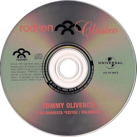 Car Tula Cd De Tommy Olivencia Exitos Volumen 1 Portada