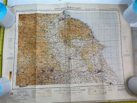 Original Ww2 British Army 1939 Map Of England Raf Bases North East