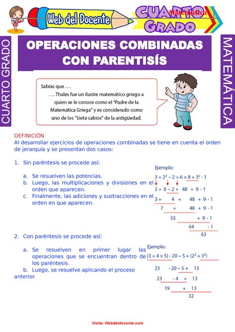 Operaciones Combinadas Con Parentesis Para Cuarto Grado De Primaria