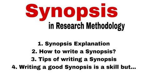 Synopsis In Research Methodology How To Write Synopsis In Research