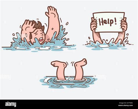 Vector Illustration Of Man Drowning Stock Vector Image And Art Alamy