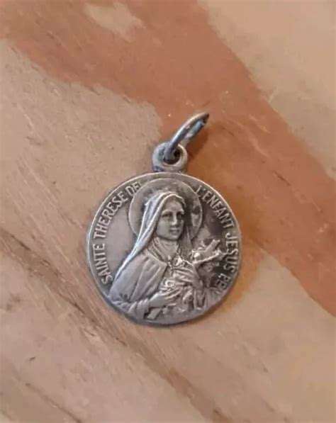 Ancient Religious Medal Of Saint Teresa Of Lisieux Silver Metal Pink