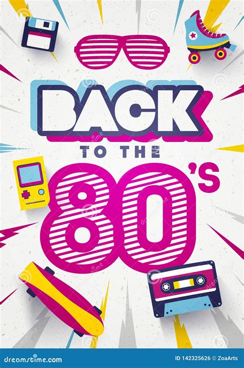 Vector Back To The 80`s Colorful Retro Background Eighties Graphic