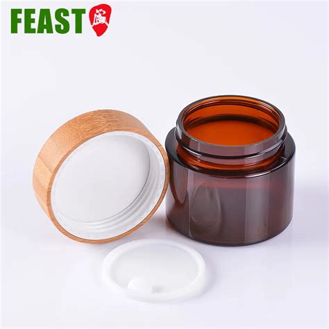 Wooden Lid Biodegradable Cosmetic Packaging Biodegradable Glass Jars